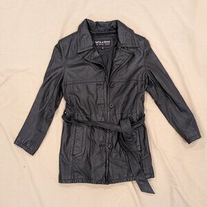 Wilson Belted Leather Mini Trench Jacket with Thinsulate - Women's sz M